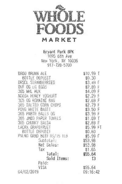 Sample Receipt
